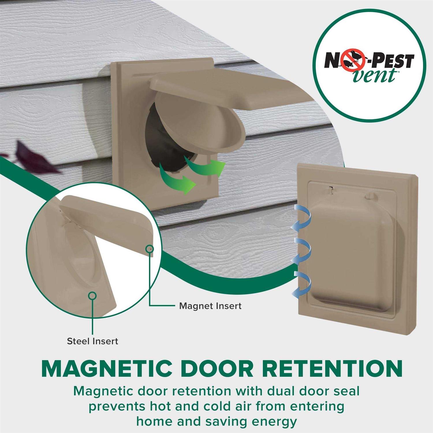 NO-PEST Vent Dual Door Dryer Vent Cover Outdoor 4 inch Made in USA w Highest UV Resistant Plastic in any Outdoor Vent Cover - Zenithce