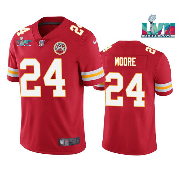 Kansas City Chiefs #24 Skyy Moore Red Super Bowl LVII Patch Vapor Untouchable Limited Stitched Jersey - Zenithce