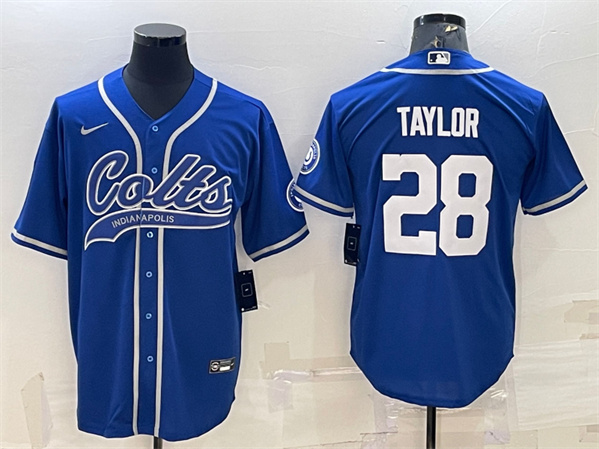 Indianapolis Colts #28 Jonathan Taylor Royal Cool Base Stitched Baseball Jersey - Zenithce