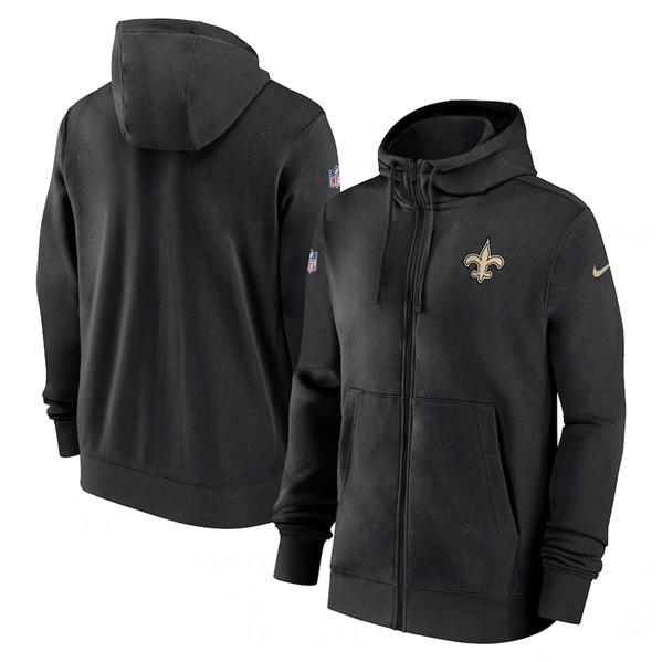 New Orleans Saints Black Sideline Club Performance Full-Zip Hoodie - Zenithce