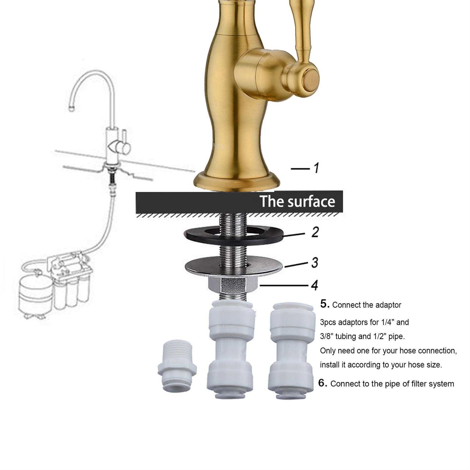 Delle Rosa Water Faucet Brass Drinking Water Purifier Faucet Commercial Water Filtration Faucet for Under Sink Water Filter System - Zenithce