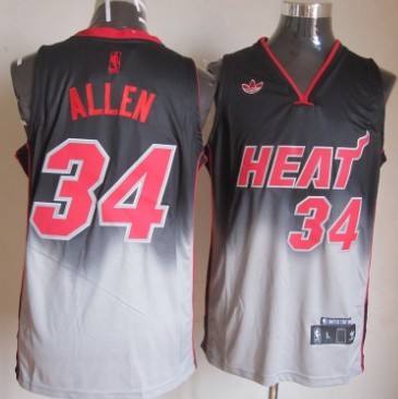 Miami Heat #34 Ray Allen Black/Gray Fadeaway Fashion Jersey - Zenithce