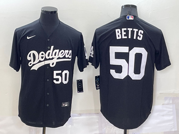 Los Angeles Dodgers #50 Mookie Betts Black Cool Base Stitched Jersey - Zenithce