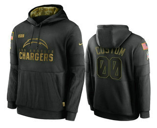 Los Angeles Chargers Customized 2020 Black Salute To Service Sideline Performance Pullover Hoodie - Zenithce