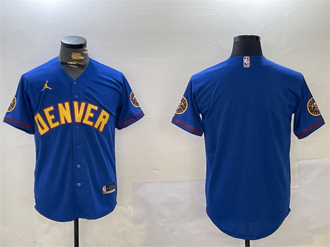 Denver Nuggets Blank Blue With Patch Stitched Jersey - Zenithce