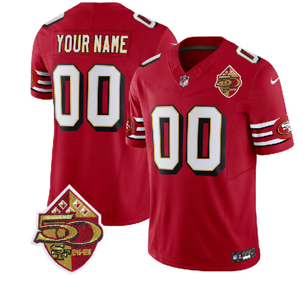 San Francisco 49ers Custom Red 2023 F.U.S.E. 50th Patch Vapor Limited Stitched Jersey - Zenithce