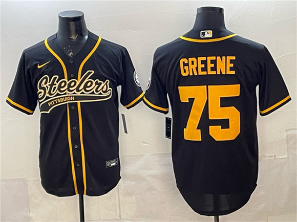 Pittsburgh Steelers #75 Joe Greene Black With Patch Cool Base Stitched Jersey - Zenithce