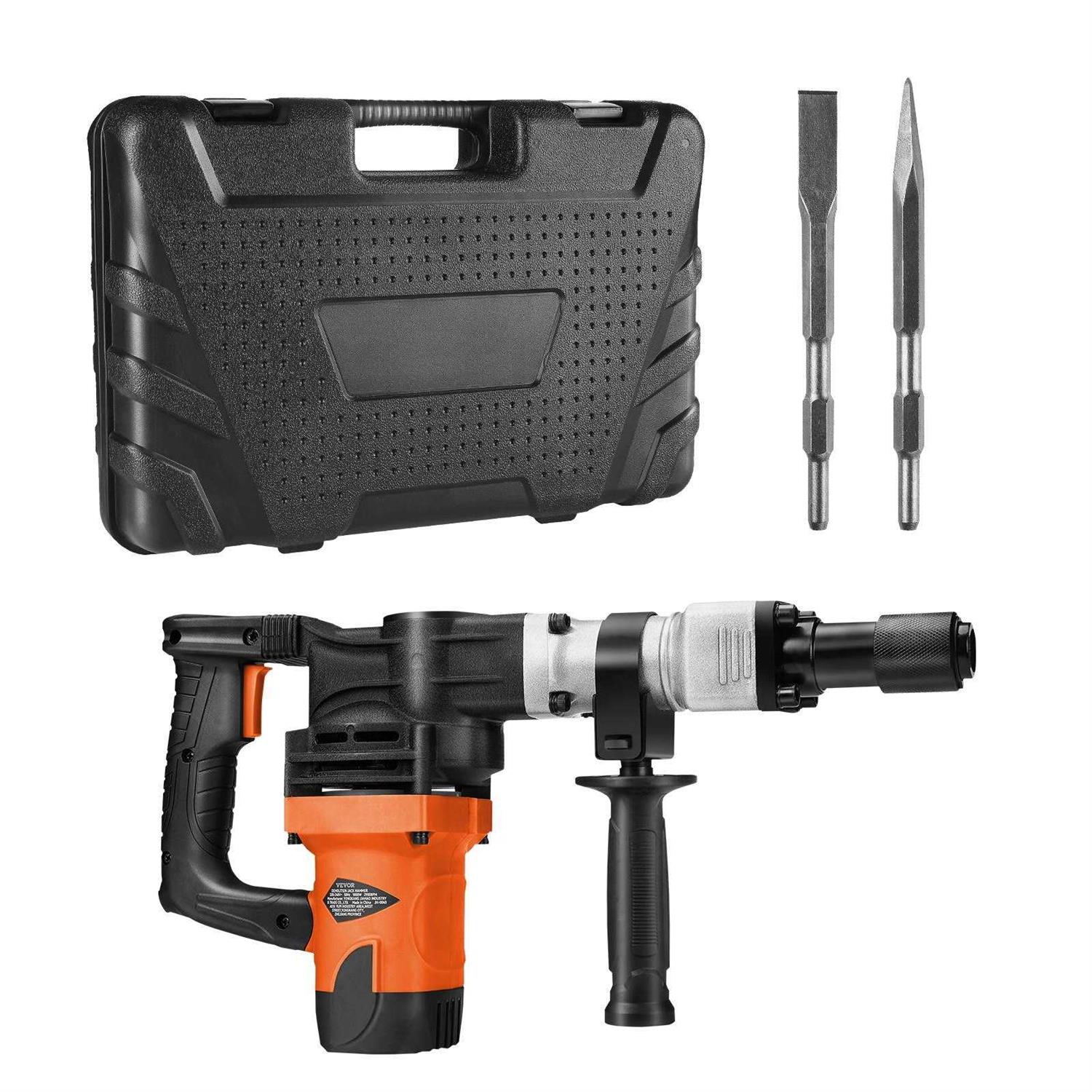 VEVOR Demolition Hammer 2200W Demolition Jack Hammer Electric Concrete Breaker 2 Chisel DG2200WDG00000001V1 - Zenithce