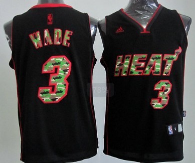 Miami Heat #3 Dwyane Wade Black Camo Fashion Jersey - Zenithce