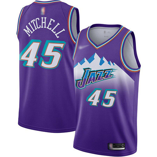 Jazz #45 Donovan Mitchell Purple Swingman Hardwood Classics Jersey - Zenithce