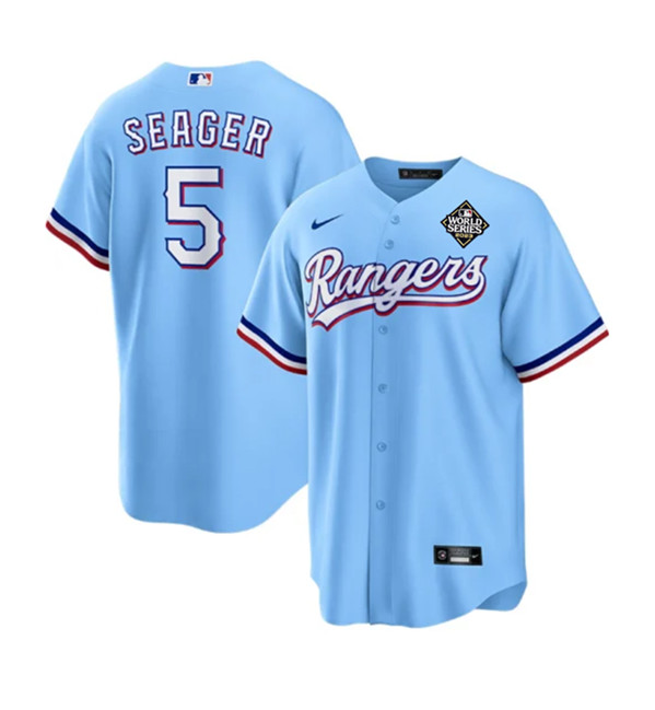 Texas Rangers #5 Corey Seager Blue 2023 World Series Stitched Jersey - Zenithce
