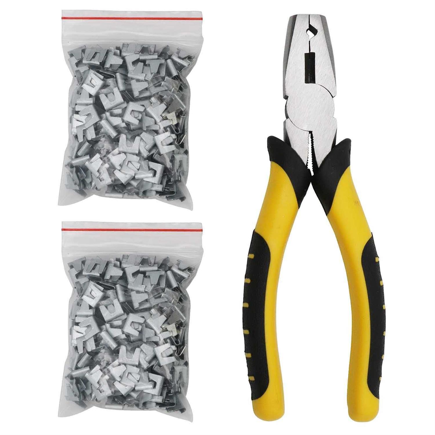 nomal Spring Loaded Hog Ring Pliers Kit with 2500pcs Hog Rings Automatic Fencing Manual Pliers Fastening Clamp Installation Equipment Tool - Zenithce