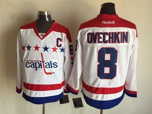 Capitals #8 Alex Ovechkin White Alternate Stitched Jersey - Zenithce
