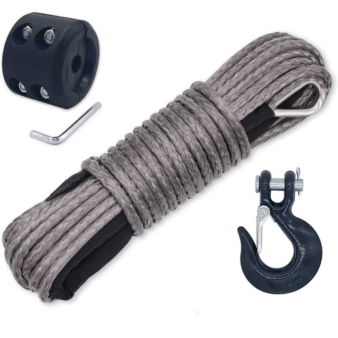 Ucreative 50 Feet Synthetic Winch Rope Line Cable with Hook and Stopper for ATV UTV - Zenithce