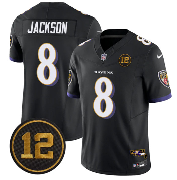 Baltimore Ravens #8 Lamar Jackson Black 2025 F.U.S.E Jacoby Jones Patch Vapor Limited Jersey - Zenithce