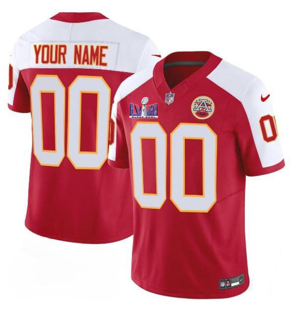 Kansas City Chiefs Custom Red White 2024 F.U.S.E. Super Bowl LVIII Patch Vapor Untouchable Limited Stitched Jersey - Zenithce