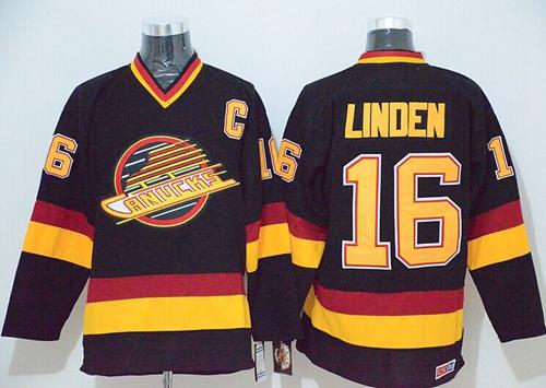 Canucks #16 Trevor Linden Black CCM Throwback Stitched Jersey - Zenithce
