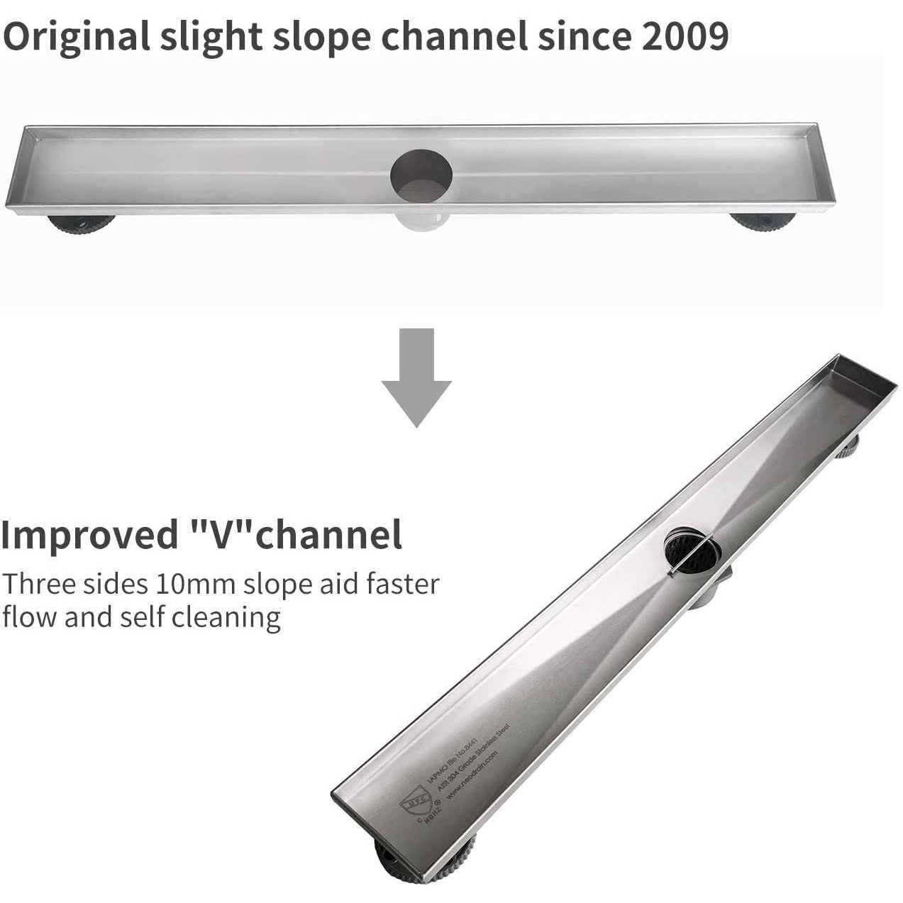 Neodrain Linear Shower Drain with Removable Quadrato Pattern Grate - Zenithce