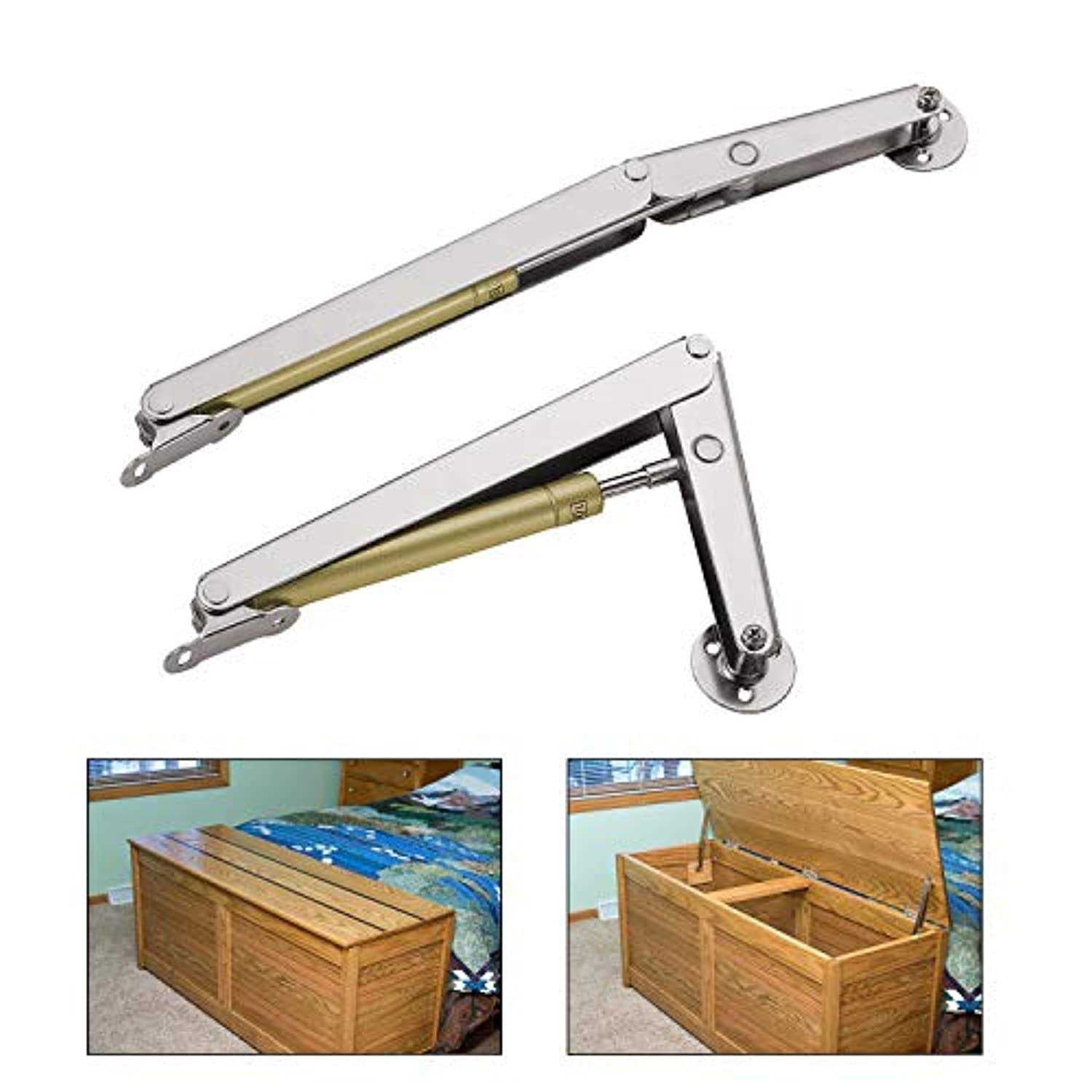 yumore Gas Struts 200n/30lb Heavy Duty Support Hinges Automatic Slow Lowering Safety Pneumatic for Cabinets Wooden Box Toy Chest - Zenithce