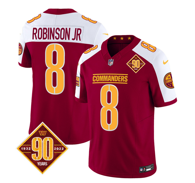 Washington Commanders #8 Brian Robinson Burgundy White 2023 F.U.S.E. 90th Anniversary Vapor Limited Stitched Jersey - Zenithce
