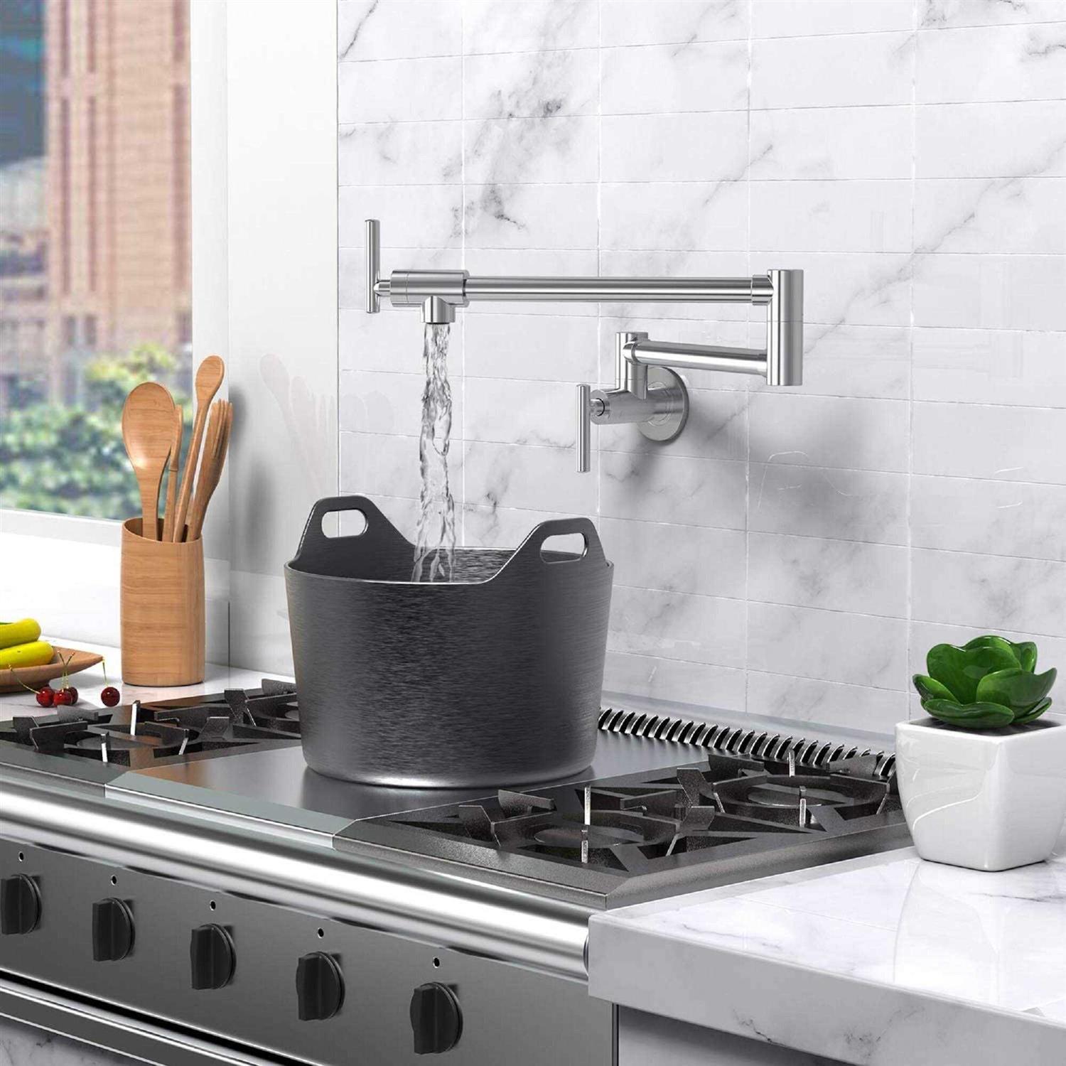 RENIST KITCHEN&BATH Modern Wall Mounted Pot Filler with Dual Swing Joints - Zenithce