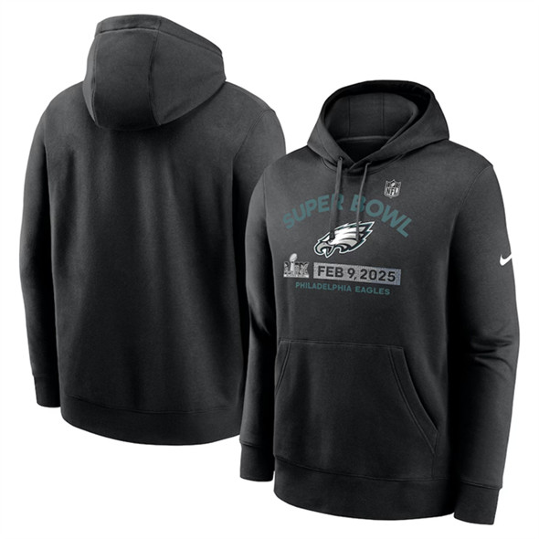 Philadelphia Eagles Heather Charcoal Super Bowl LIX Fleece Pullover Hoodie - Zenithce