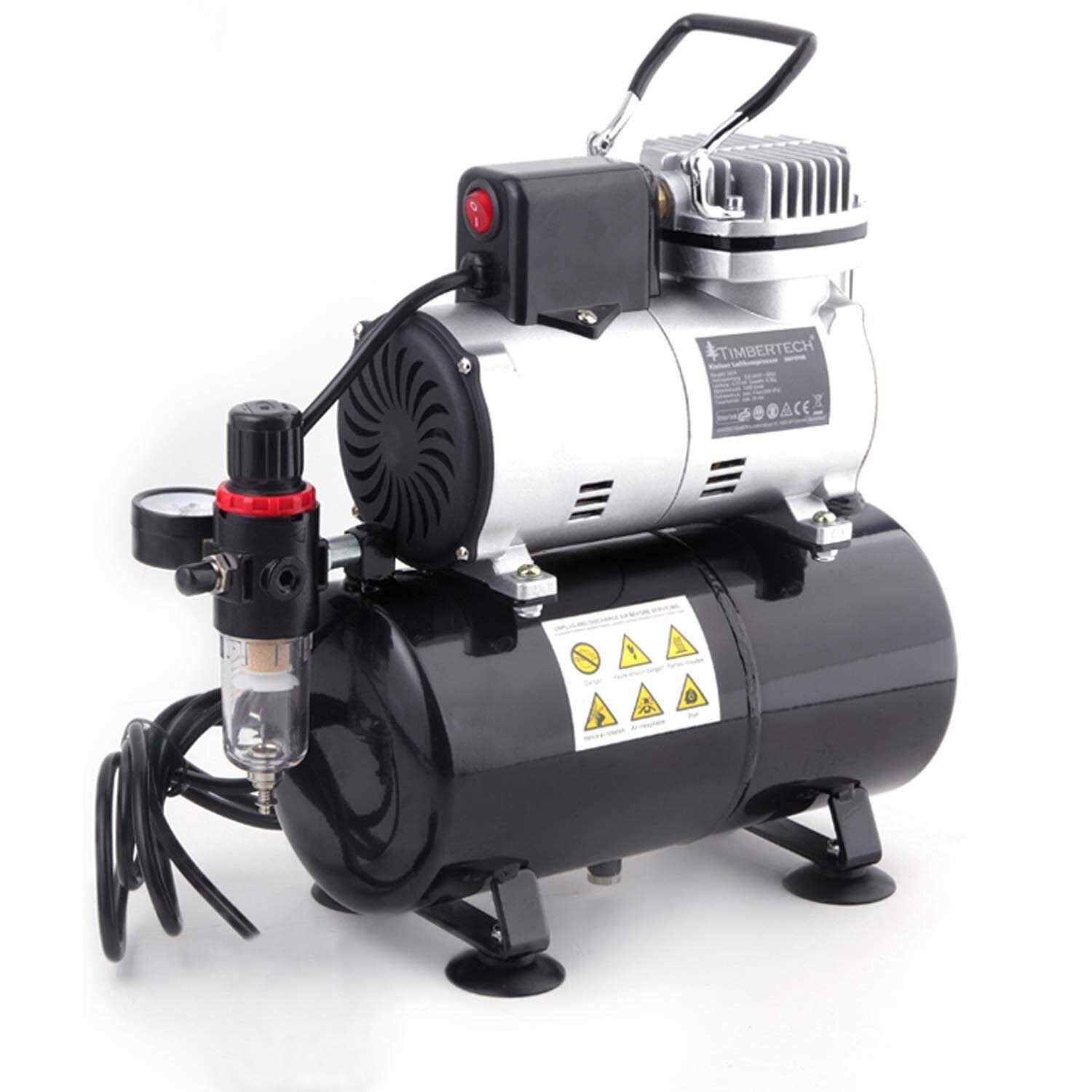 Timbertech Upgraded Airbrush Single-Piston Oil-free Mini Compressor ABPST08 with Cooling Fan - Zenithce