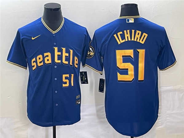 Seattle Mariners #51 Ichiro Suzuki Royal 2023 City Connect Cool Base With Patch Stitched Jersey - Zenithce