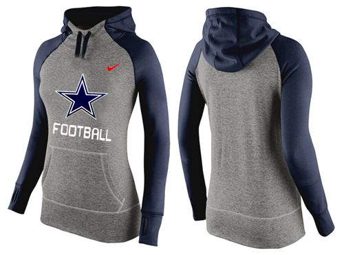 Women's Nike Dallas Cowboys Performance Hoodie Grey   Dark Blue_1 - Zenithce