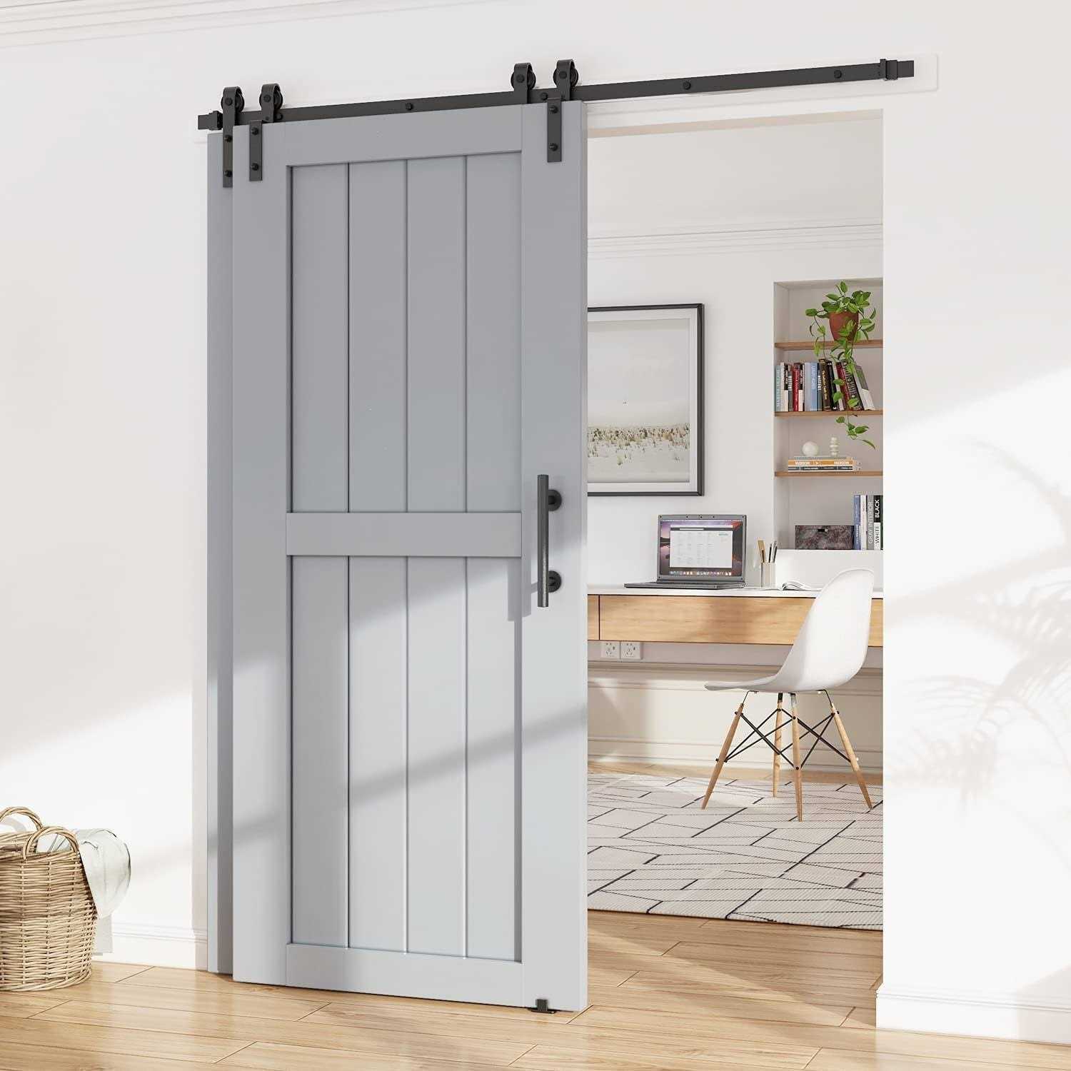 WINSOON Single Track Bypass Barn Door Hardware Double Doors Kit - Zenithce