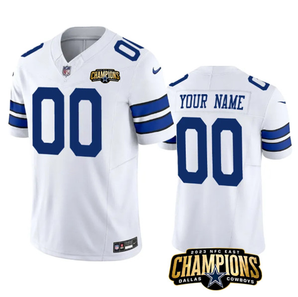Dallas Cowboys Custom White 2023 F.U.S.E. NFC East Champions Patch Stitched Jersey - Zenithce