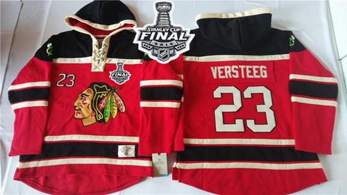 Blackhawks #23 Kris Versteeg Red Sawyer Hooded Sweatshirt 2015 Stanley Cup Stitched Jersey - Zenithce