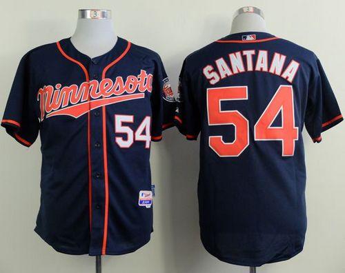 Twins #54 Ervin Santana Navy Blue Alternate Road Cool Base Stitched Jersey - Zenithce