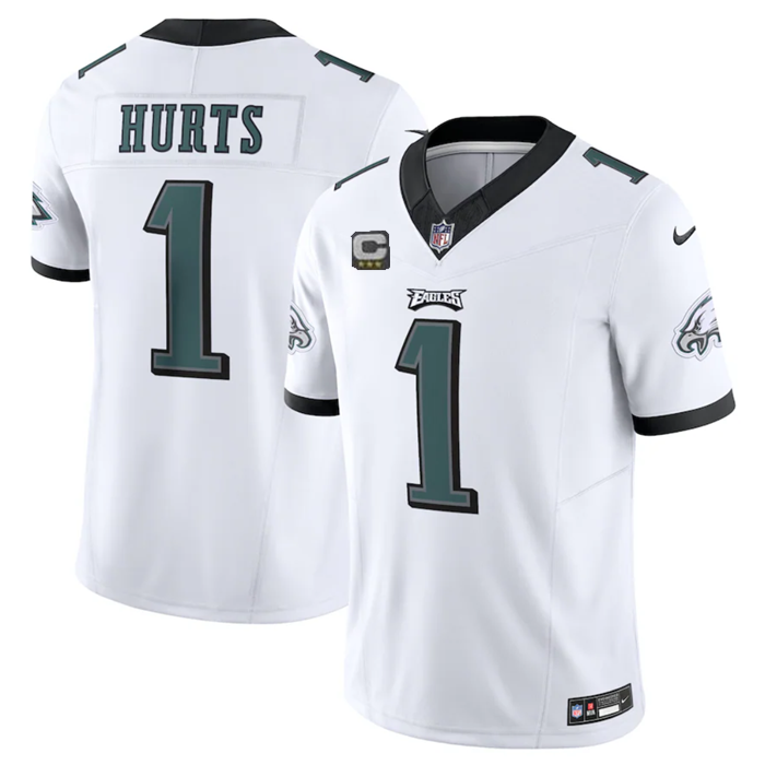 Philadelphia Eagles #1 Jalen Hurts White 2023 F.U.S.E. With C Patch Vapor Untouchable Limited Stitched Jersey - Zenithce