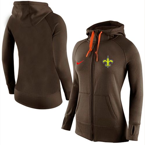 Women's Nike New Orleans Saints Full-Zip Performance Hoodie Brown - Zenithce