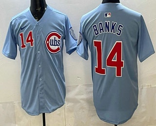 Chicago Cubs #14 Ernie Banks Baby Blue Limited Jersey - Zenithce