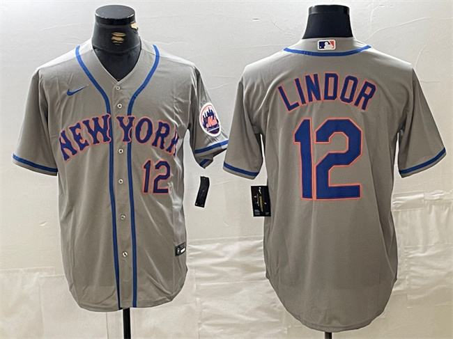 New York Mets #12 Francisco Lindor Grey Stitched Jersey - Zenithce