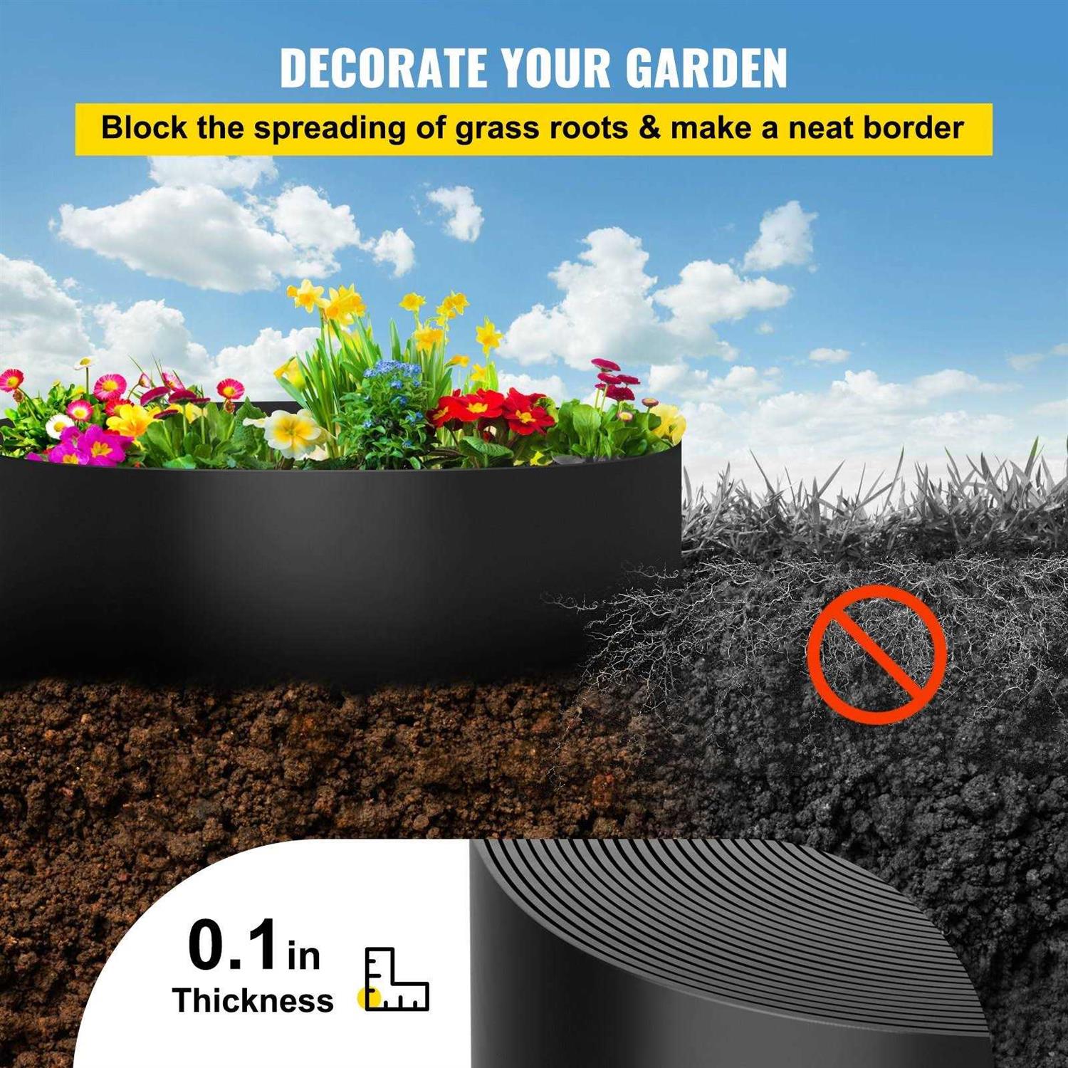 VEVOR Plastic Landscape Edging 10 in. x Recycled HDPE Coiled Terrace Board for Landscaping Against Invading Weeds - Zenithce