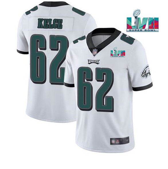 Philadelphia Eagles #62 Jason Kelce White Super Bowl LVII Patch Vapor Untouchable Limited Stitched Jersey - Zenithce