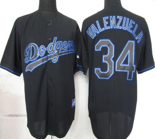 Dodgers #34 Fernando Valenzuela Black Fashion Stitched Jersey - Zenithce