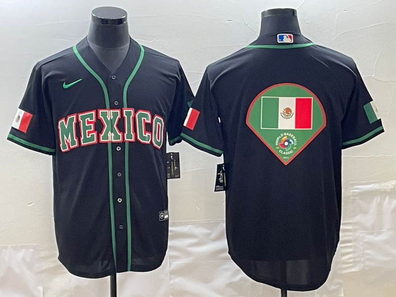 Mexico 2023 Black World Big Logo Classic Stitched Jersey - Zenithce