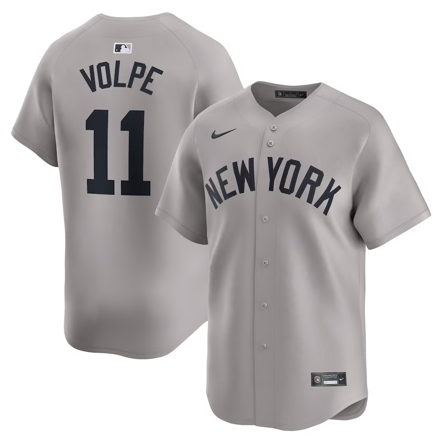 New York Yankees #11 Anthony Volpe Gray 2024 Away Limited Cool Base Stitched Jersey - Zenithce