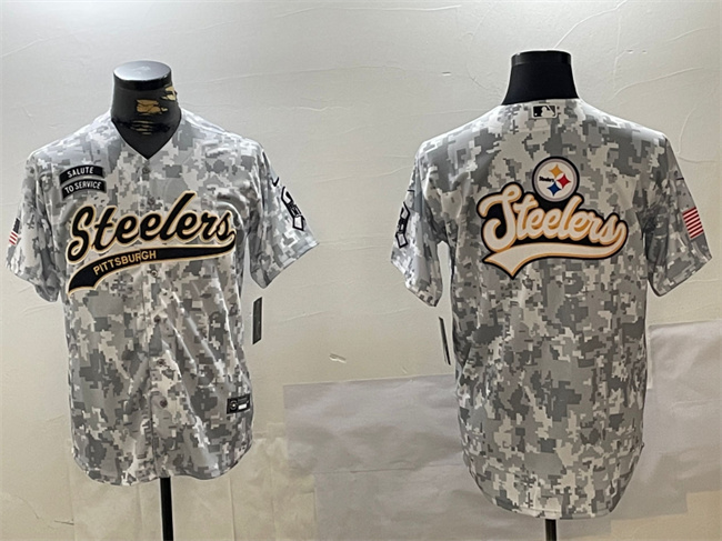 Pittsburgh Steelers Team Big Logo 2024 Arctic Camo Salute To Service Stitched Jersey - Zenithce