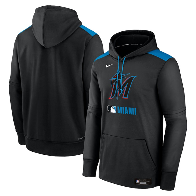 Miami Marlins Black Collection Performance Pullover Hoodie - Zenithce