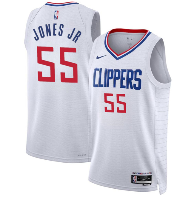 Los Angeles Clippers #55 Derrick Jones Jr White Association Edition Stitched Jersey - Zenithce