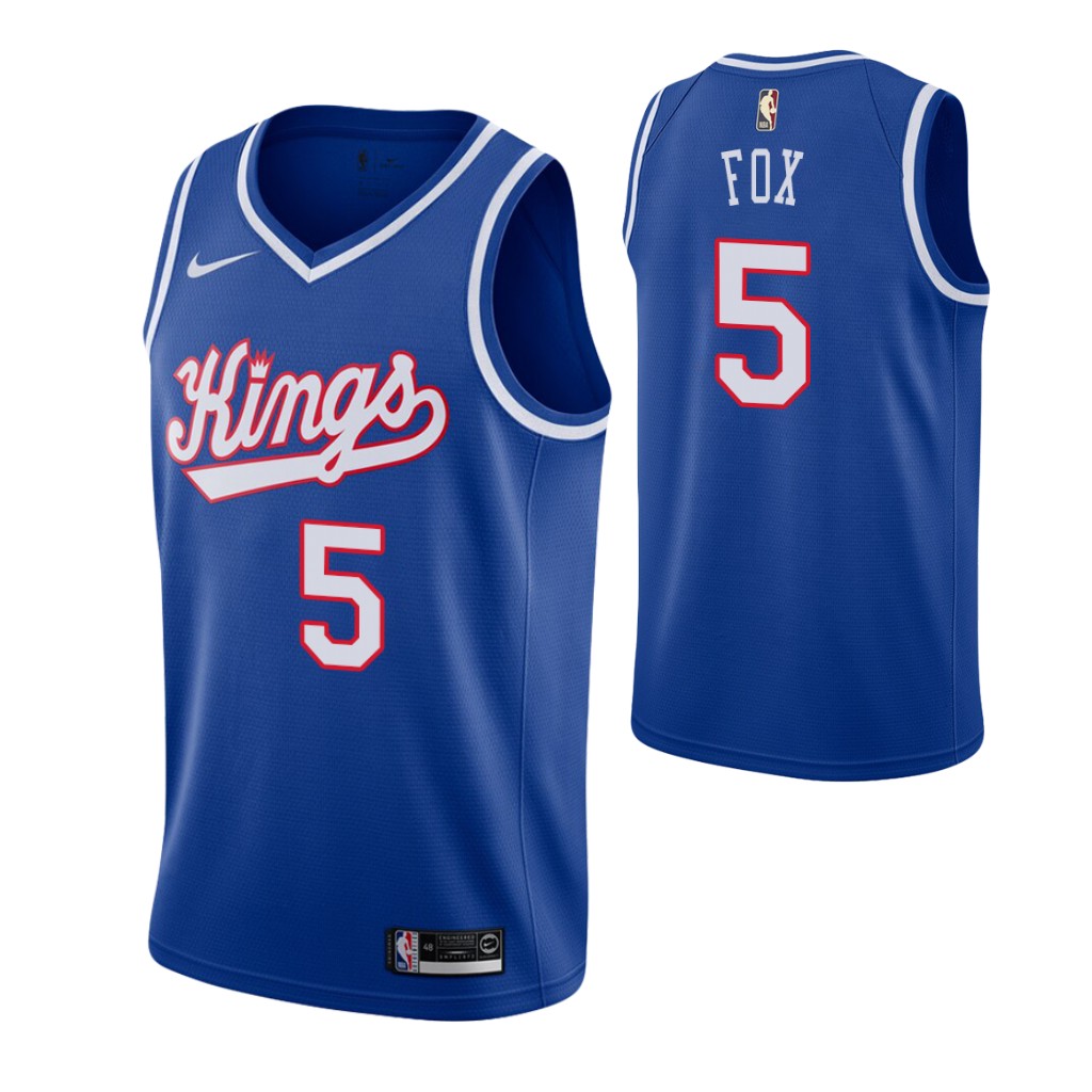 Sacramento Kings #5 De'Aaron Fox Blue 2019-20 Hardwood Classics Jersey - Zenithce