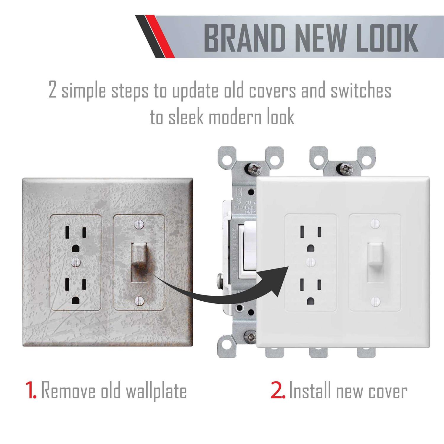 Taymac 2673W 3-Gang Masque Revive Decorator Cover Toggle White - Zenithce