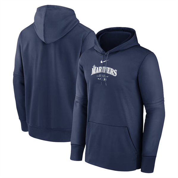 Seattle Mariners Navy Collection Practice Performance Pullover Hoodie - Zenithce