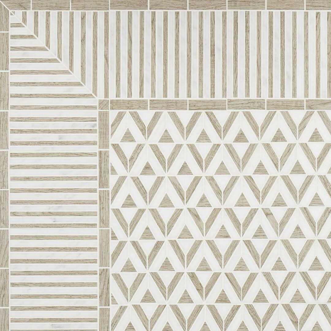 Florey Linear Corner 7.87 in. x 7.87 in. Polished Marble Floor and Wall Mosaic Tile Ivy Hill Tile - Zenithce