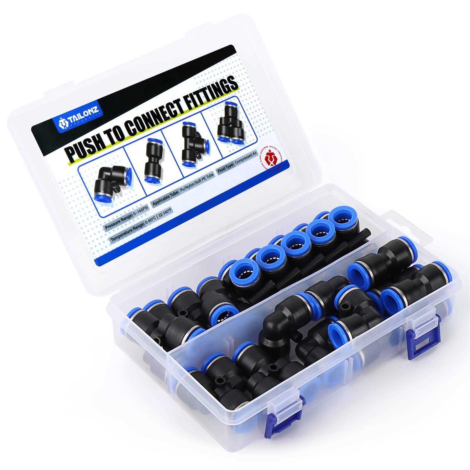 Tailonz Pneumatic od Push to Connect Fittings Pneumatic Fittings Kit Straight - Zenithce